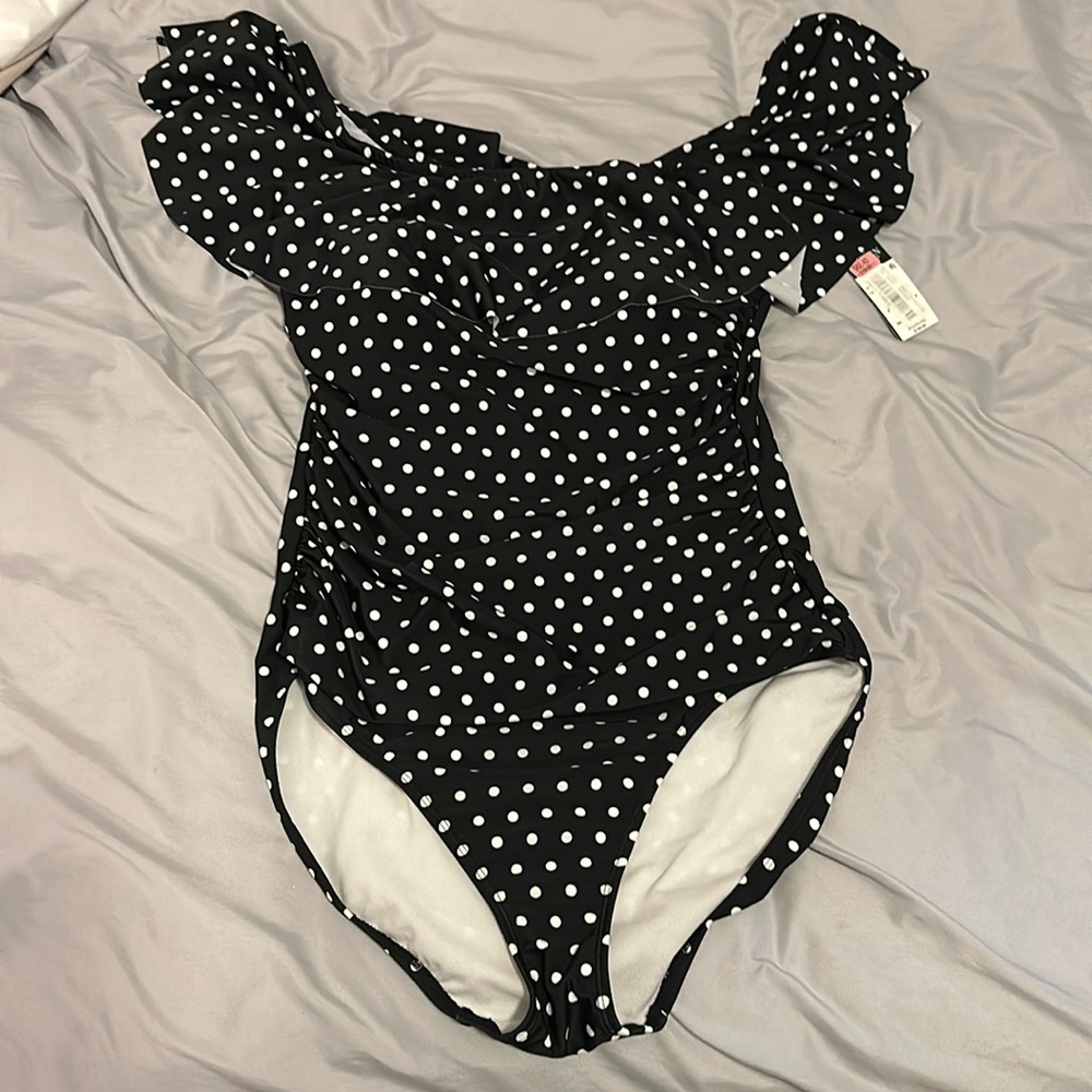 Lauren by Ralph Lauren Polka Dot One Piece Swimsuits